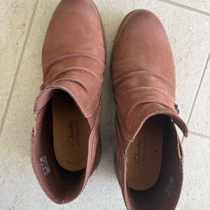 Gently used Clarks brown suede booties